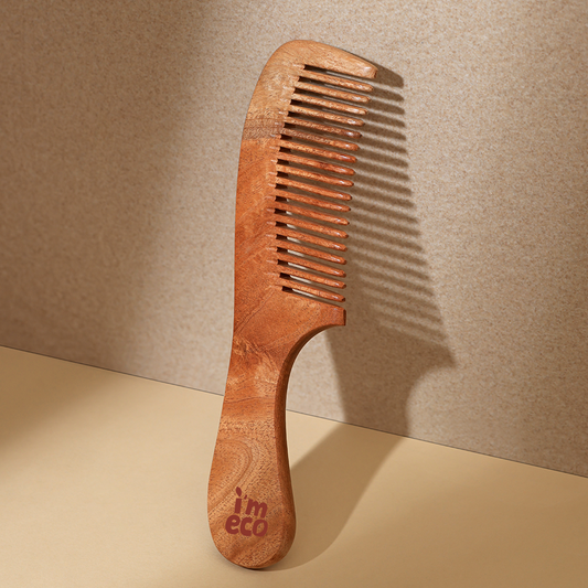 Neem Wood Comb Wide Tooth - Oil Treated | Anti-Static, Eco-Friendly Hair Care | Perfect for All Hair Types | Oil treated in our Ayurvedic kitchen for more than 24 hrs with neem oil, sesame oil & 13 herbs