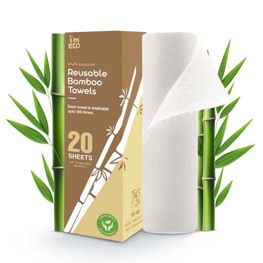 Reusable Bamboo Kitchen Towel/Tissue Roll (Reusable upto 2000 times)- 20 sheets|Soft & Highly absorbent| Ecofriendly-No Trees Cut| Better alternative to Paper Tissue Roll